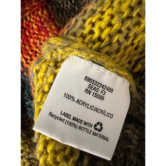 Canyon river blues multicolor striped cowl neck sweater Y2K boho turtleneck - Picture 6 of 7